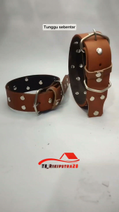 Kalung Anjing Peliharaan Bahan Kulit Ukuran Besar Warna coklat tan Panjang 45 Cm Lebar 3 5 Cm