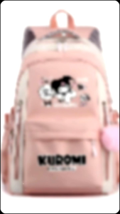 Tas ransel anak perempuan remaja sekolah SD SMP motif terbaru kuroomi gratis gantungan pompom tas ransel