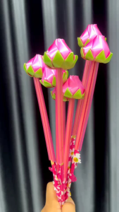 ไม้กฐินดอกบัวตูม สีชมพู เซท10ก้าน