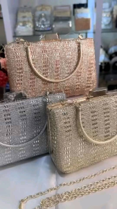 Tas Pesta CELIA Embellished Crystal Box Clutch