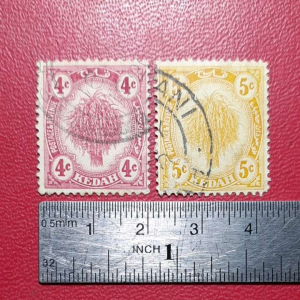 Koleksi Prangko kuno Malaysia lawas 2 pcs KEDAH TH 1921-1922 USED
