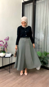 Rok Maxi Wanita Loose Panjang Basic Polos Maudy Skirt Korean Style Rok Scuba Premium Kekinian
