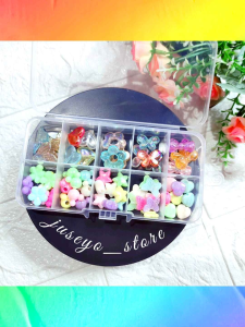 Manik beads monte bening pastel Pasir set Box - Manik2 Mote Payet Pasir Paket DIY kerajinan gelang cincin labubu