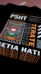 Kaos PSHT Lambang Setia Hati Terate Katun Combed 24s Oblong Hitam Pendek