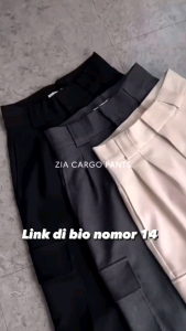 Celana Cargo Wanita Highwaist korea style terbaru bahan dril kulot cargo highwaist loose