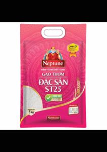 Gạo ST25 Neptune Hút Chân Không Dẻo Thơm Mềm Cơm túi 5kg - Hàng Chính Hãng