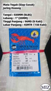 030 x 1" ( 25MM ) x 96MD ( 8 Kaki ) x 45MTR Mata Tegak Fishing Net Jaring Tangsi Jala Udang Jala Ikan Jaring Kosong