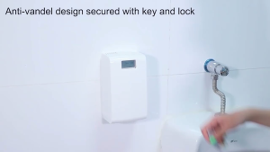 Automatic Urinal Sanitizer Dispenser W310 Wall Mounted 600ml Refillable or Disposable Bottle Compatible Battery Operated LCD LED APP Models Adjustable Spray Interval 6000 Doses for Urinals Toilets Drains Commercial Restrooms & Public Washrooms
