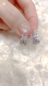 KAIROS Silver Leaf Zircon Clip-On Earrings Adjustable Coiled Ear Clips