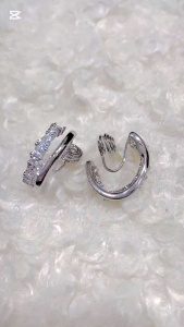KAIROS Zircon Double Ring Clip-On Earrings Adjustable Coiled Ear Clips