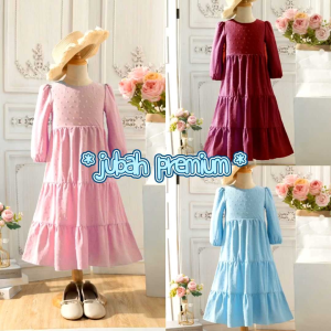Baju Raya Design Baju Jubah 011 Premium Modern Girl Kid Kids 3 Warne Baby Blue Pink Maroon Muslimah Fashion Long Sleeve Baju Jubah Kanak Kanak-Kanak Budak Perempuan