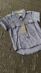 Kemeja anak lengan pendek motif polos bahan couduray bisa cod Fashion