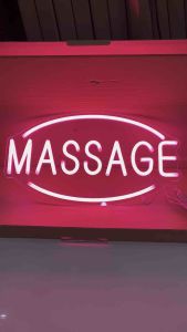 ป้ายไฟ 45x25cm สีชมพู ป้ายไฟร้าน นวด สีหนังสือ คุณเลือกสี การเปลี่ยนรูปแบบงาน