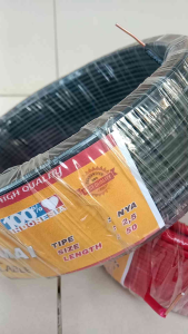 KABEL LISTRIK TEMBAGA 2.5MM RAMAI 50 YARD WARNA HITAM DAN MERAH TEBAGA TUNGGAL