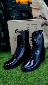 รองเท้าคอมแบทซิปหนังแท้ รองเท้าCobra รุ่น พื้นส้น พรีเมียม รุ่น 006 S