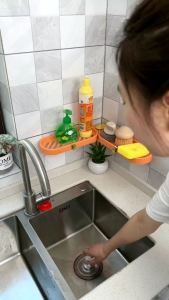 Screwless Plastic Corner Rack For Kitchen and Bathroom Bendable Plastic Organizer Rack Adjustable Screwless Plastic Corner Wall Mounted Rack