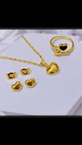 ZIHANG JEWELRY 24K Bangkok Gold plated 3in1 Jewelry set with adjustable ring for women S07