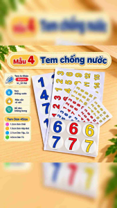 Tem Kí Hiệu Mầm Non Nhiều Mẫu Bộ 45 Tem Dán Chống Nước 2.7 cm.