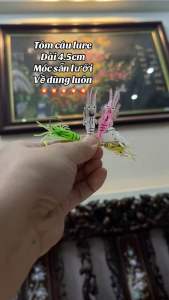 [combo5 tôm tặng 2] Mồi tôm móc sẵn lưỡi dài 4.5cm-  chuyên câu lure nhạy dễ thu hút cá