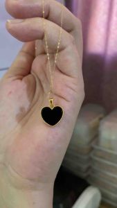 18K Saudi Gold Fine Tauco Chain(thin) Necklace with 18K Colored Heart Pendant(HOLLOW/MALAMBOT PENDANT)✨
