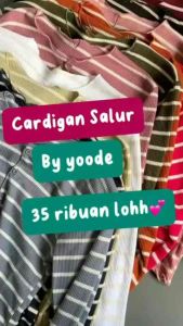 Zaynra Outfit Cardigan Salur Cardigan Lengan Panjang Wanita