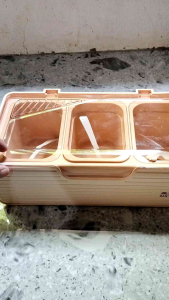 3 in 1 Seasoning Box with Spoon: Compact & Convenient