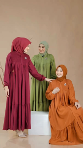 TARRA MIDI DRESS 🆕 COD ▪️TERBARU GAMIS LEBARAN POLOS BY NADHEERA LUXURY