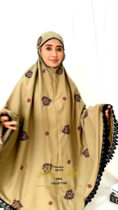 Mukena Dewasa Bordir 2 in 1 Katun Premium Resleting Renda Mewah