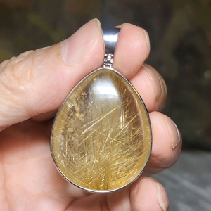 16.38 grams Premium natural Rutilated Quartz 925 Silver pendant [Natural Crystal]