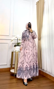 Dress hijab savila - ceruty full furing Ld 110 pj 140 busui free hijab