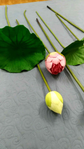 Hoa sen giả bách diệp quan âm bông sen lụa đẹp cao cấp cao 75cm