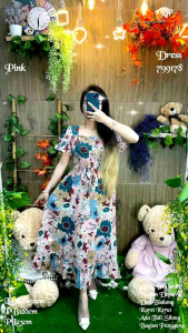Dress Wanita Bunga 799178 detail keterangan ada digambar import kualitas import 300gram