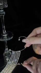 (Bebas beli 2 dapat bonus) A82 Anting sepasang Drop Clip Ribbon Silver Klip Tanpa Tindik Cocok Untuk Pesta Party korea style