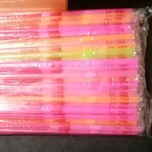 Sedotan Flexible Higienis 6mm Neon Isi 100pcs / Sedotan Steril Bengkok Warna Neon Isi 100pcs