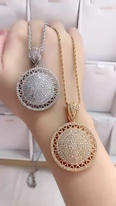 Kalung Tambang 60cm Liontin Bulat mewah Full mata cantik Awet menahun