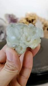 Natural Precious Prehnite Crystal Dragon Turtle Carved Ornament DT01