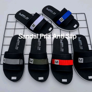 brkh Sandal pria sendal distro sandal slop pria anti licin sandal slop pria karet simplek