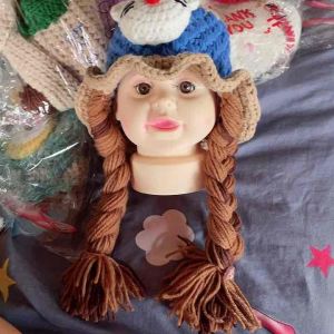 หมวกเเฟชั่นเปียไหมพรใเด็กพร้อมส่ง