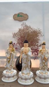 [HCM]Bộ 3 tượng Tây phương Tam thánh Phật 38cm đủ màu ( Chưa có lá hào quang ) | Tượng Phật Hoa Tiên