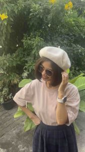 เครื่องเบเร่ต์ผ้าฝ้ายน่ารักๆ6 สีใส่ชิวๆ พร้อมส่ง - หมวกทรง