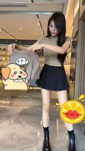 Chân váy cạp trễ kiểu xếp ly dáng xòe phong cách xinh xắn 3 size S M L