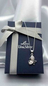 Unisilver 925 Sterling Silver Butterfly Pendant Necklace (#PS969-1001/LN326-041018)