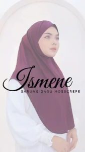 Ismene Instant Sarung Dagu Mosscrepe Hijab with Soft Awnings and Berdagu for Women in Peach Color.