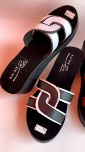 Sandal wanita wedges motip selop plat