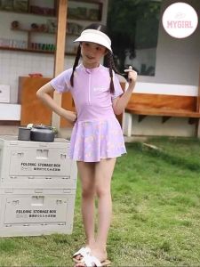 5-12 years Girl Kids UPF Sun Protection Swimming Suit Girls One-Piece Swimsuit 大童 女童泳衣 連衣裙泳衣 Baju Renang Budak Perempuan