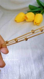 cop916 rantai tangan boba 3 layer emas bangkok