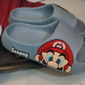 sendal selop anak laki laki berbahan eva import terbaru motif karakter kartun mario