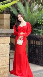 Đầm maxi dạ hội sét rời áo tay dài phồng + CV TRIPBLE T DRESS - MS207Y