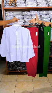 Setelan Ngaji SD MI Madrasah Ibtidaiyah TPA MDA TPQ Muslim Pesantren Putih Hitam Hijau Merah Baju Koko Bordir Seragam Sekolah