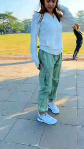 Pekalonganfashion.id - Celana Jogger Wanita - Cargo Jogger Wanita Warna Grey Abu